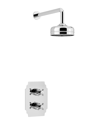 Hartlebury Recessed Thermostatic Dual Control Shower Valve with Premium Fixed Head Kit Chrome