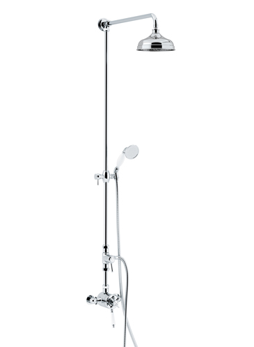 Dawlish Exposed Thermostatic Dual Control Shower Valve with Premium Fixed Riser Kit and Diverter to Handset Chrome
