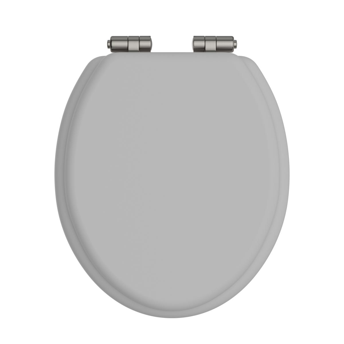 Toilet Seat Soft Close Brushed Nickel Hinges - Dove Grey