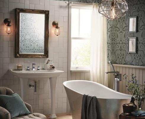 Blenheim Console Basin with Holywell Metallic Effect Acrylic Bath in Steel