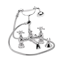 Heritage Highbrook Gloss Chrome effect Deck-mounted Manual Double Bath Mixer Tap