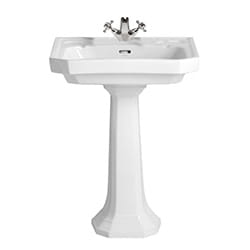 Heritage Bathrooms, B&Q, Upperton Gloss White D-shaped Wall-mounted Full pedestal Basin