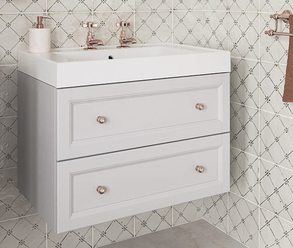 Caversham Dove Grey Wall Hung Vanity Unit with Hampstead Basin