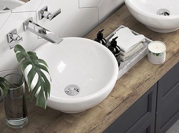 Caversham Graphite Wall Hung Vanity Units with Chiswick Vessel Basins