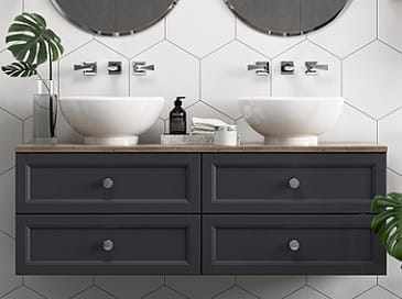 Caversham Graphite Wall Hung Vanity Units with Chiswick Vessel Basins