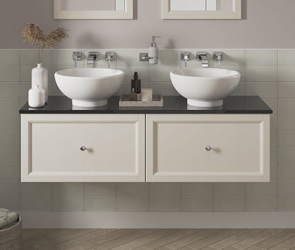 Caversham Ivory Lace Wall Hung Vanity Units with Chiswick Vessel Basins