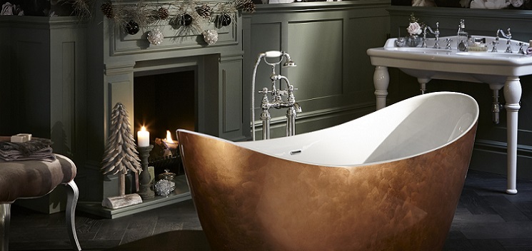 Hylton freestanding acrylic bath in copper