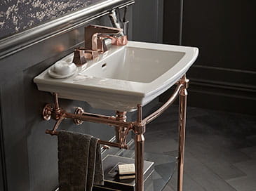 wash stand in rose gold from Heritage Bathrooms