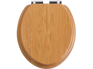 Toilet Seat Soft Close Chrome Hinge Oak