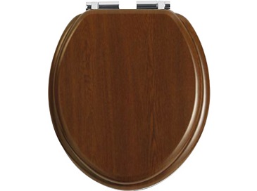 Toilet Seat Soft Close Chrome Hinge Walnut