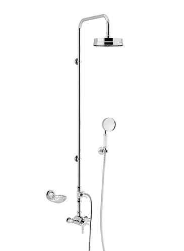 Gracechurch Exposed Shower with Mother of Pearl Handles Deluxe Fixed Riser Kit & Diverter to Handset Chrome