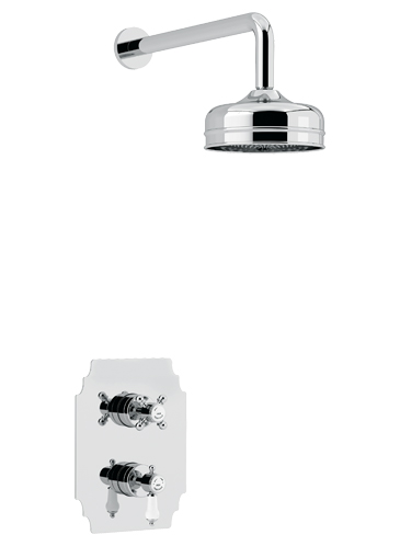 Glastonbury Recessed Thermostatic Dual Control Shower Valve with Premium Fixed Head Kit Chrome