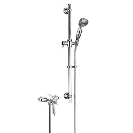 Dawlish Exposed Thermostatic Dual Control Shower Valve with Premium Flexible Riser Kit Chrome