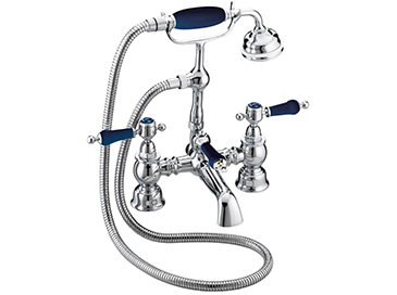 Glastonbury Bath Shower Mixer Chrome with Blue Levers