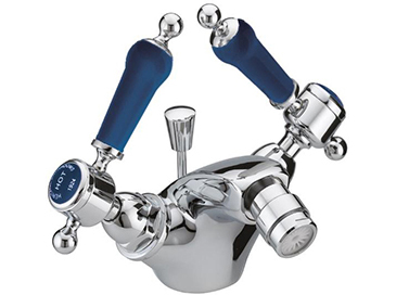 Glastonbury Bidet Mixer Chrome with Blue Levers