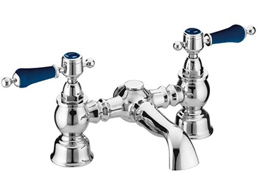 Glastonbury Bath Filler Chrome with Blue Levers