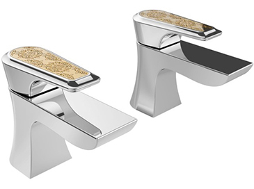 Lymington Basin Taps Chrome with Gold Inlay