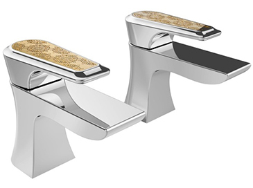 Lymington Bath Taps Chrome with Gold Inlay