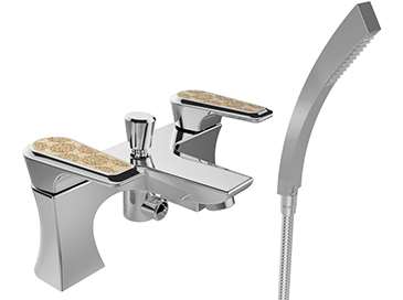 Lymington Bath Shower Mixer Chrome with Gold Inlay