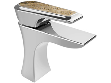 Lymington One Taphole Basin Mixer Chrome with Gold Inlay