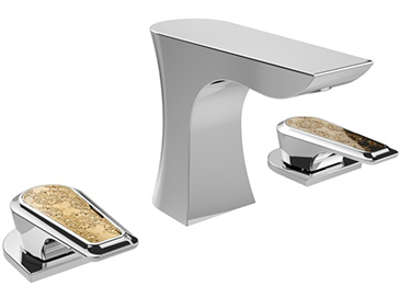 Lymington 3 Taphole Basin Mixer Chrome with Gold Inlay