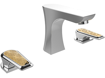 Lymington 3 Taphole Bath Filler Chrome with Gold Inlay