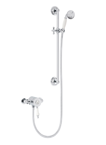 Glastonbury Exposed Thermostatic Single Control Shower Valve with Premium Flexible Riser Kit Chrome