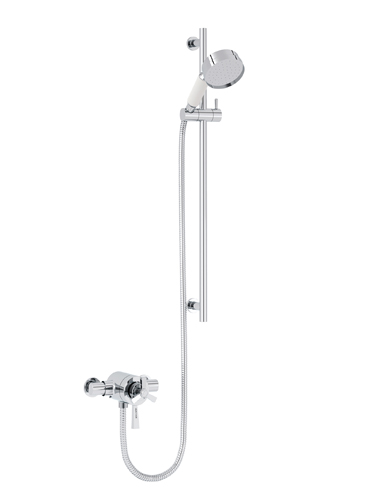 Gracechurch Exposed Thermostatic Dual Control Shower valve with Deluxe Flexible Riser Kit Chrome