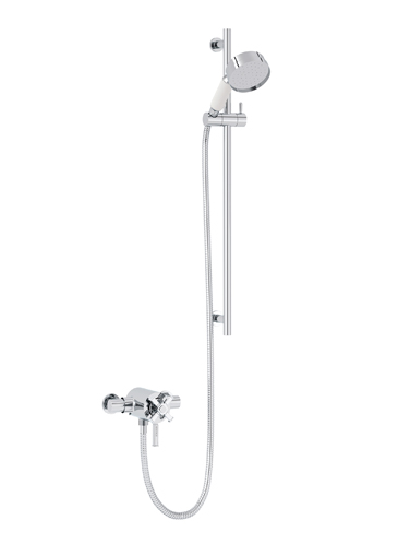 Gracechurch Exposed Thermostatic Dual Control Shower Valve with Deluxe Flexible Riser Kit Chrome
