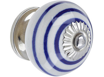 Ceramic Spiral Door Knob White/Blue