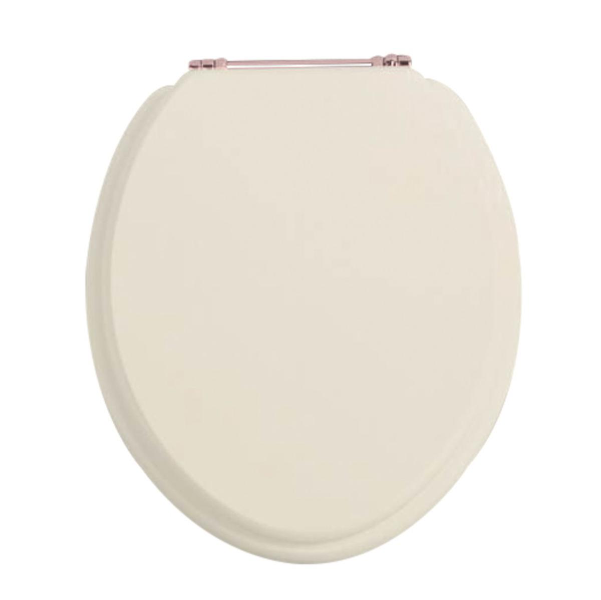 Oyster Toilet Seat with Rose Gold Standard Hinge WC Seat Wooden