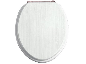 Toilet Seat Rose Gold Hinge White Ash