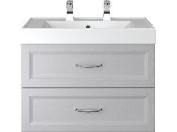 Caversham 700mm Wall Hung Vanity Unit 2 Drawer Dove Grey