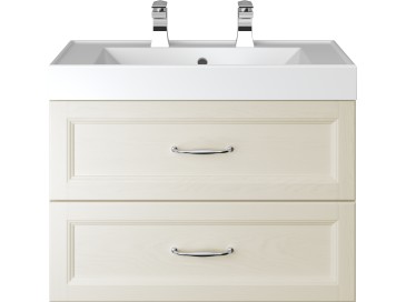 Caversham 700mm Wall Hung Vanity Unit 2 Drawer Ivory Lace