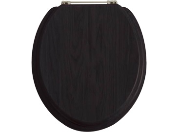 black toilet seat on white toilet