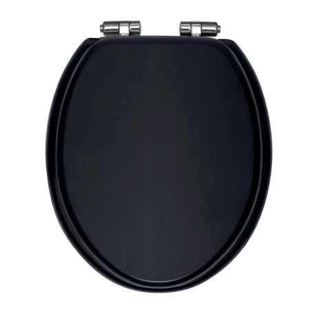 Toilet Seat Soft Close Chrome Hinge Black