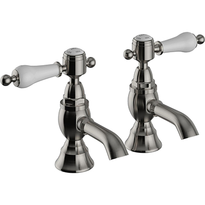 Glastonbury Basin Pillar Taps Brushed Nickel