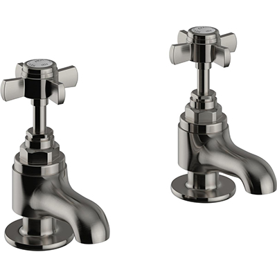 Dawlish Basin Pillar Taps Brushed Nickel