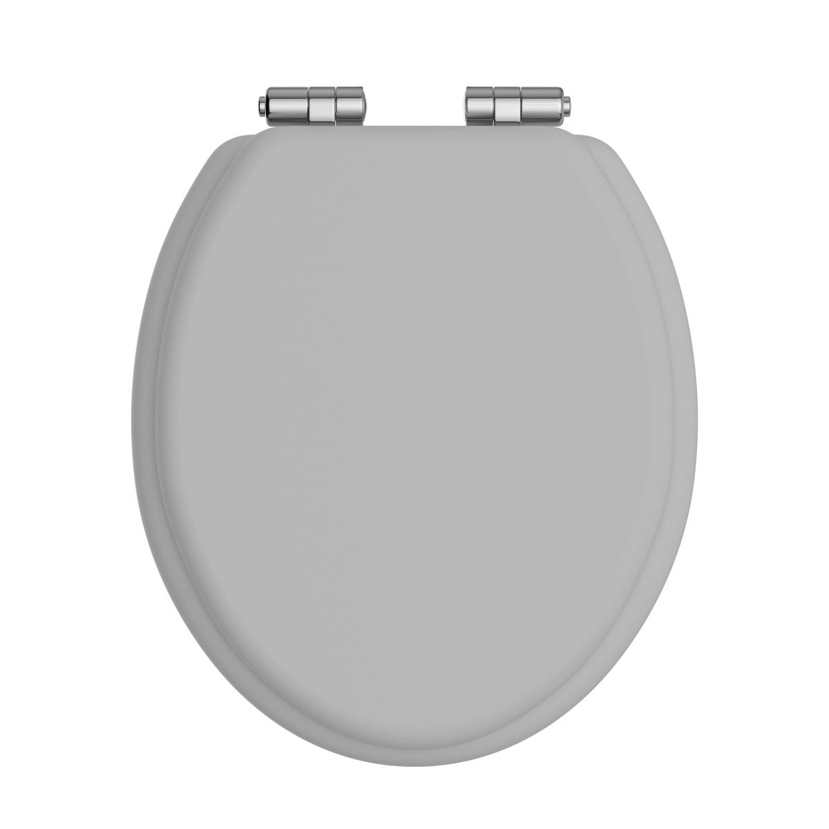 Toilet Seat Soft Close Chrome Hinges - Dove Grey
