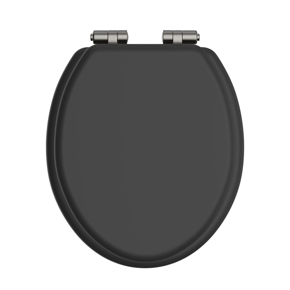 Toilet Seat Soft Close Brushed Nickel Hinges - Black