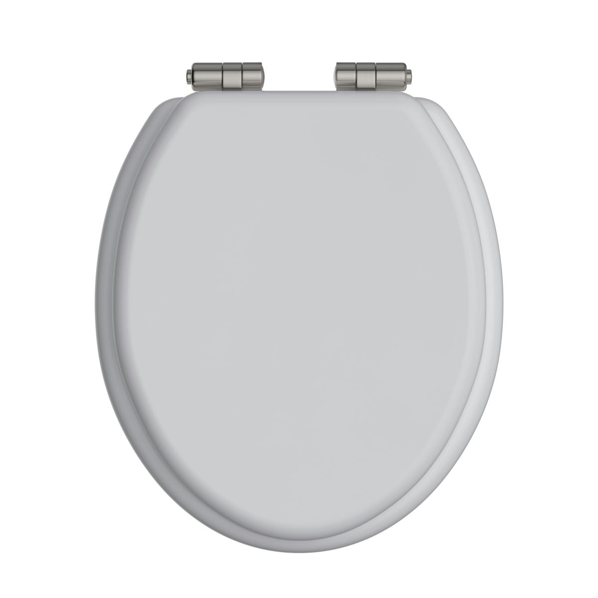 Toilet Seat Soft Close Brushed Nickel Hinges - White Gloss