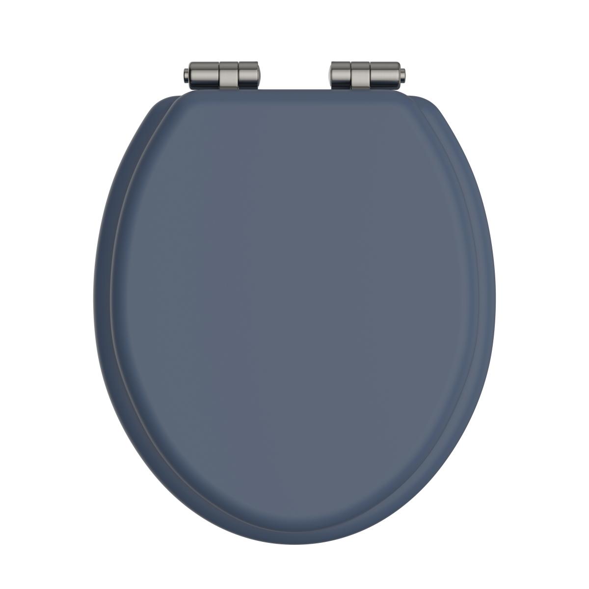 Toilet Seat Soft Close Brushed Nickel Hinges - Maritime Blue