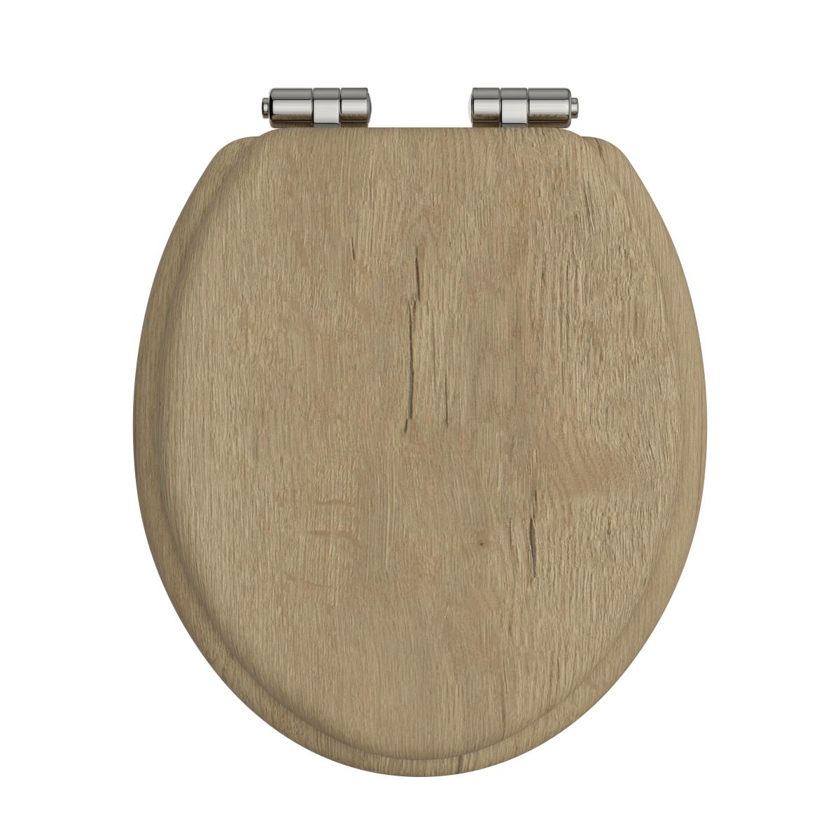 Toilet Seat Soft Close Vintage Gold Hinges - Oak