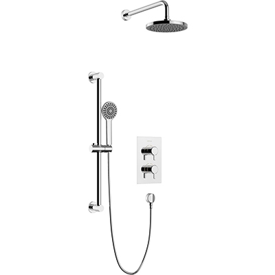 Dartmouth Concealed 2 Outlet 2 Handle Thermostatic Valve with Fixed Head and Flexible Kit Chrome