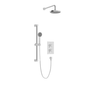 Dartmouth Concealed 2 Outlet 2 Handle Thermostatic Valve with Fixed Head and Flexible Kit Chrome