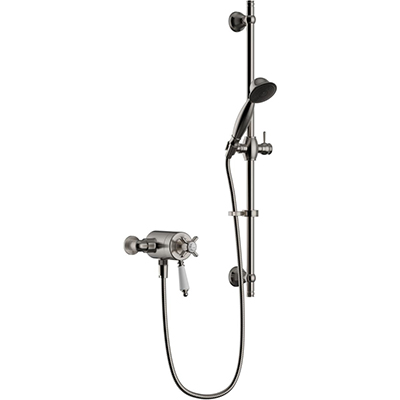 Dawlish Exposed Thermostatic Dual Control Shower Valve with Premium Flexible Riser Kit Brushed Nickel