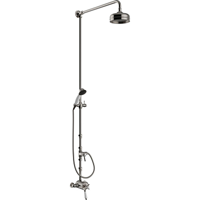 Dawlish Exposed Thermostatic Dual Control Shower Valve with Premium Fixed Riser Kit and Diverter to Handset Brushed Nickel