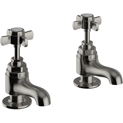 Dawlish Bath Pillar Taps Brushed Nickel