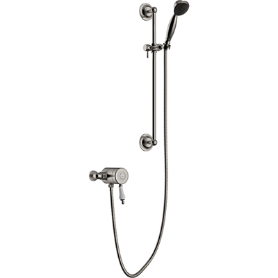 Glastonbury Exposed Thermostatic Single Control Shower Valve with Premium Flexible Riser Kit Brushed Nickel