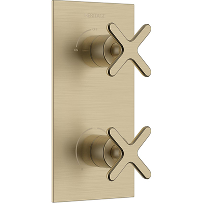 Salcombe 1 Outlet 2 Handle Concealed Thermostatic Valve Brushed Brass